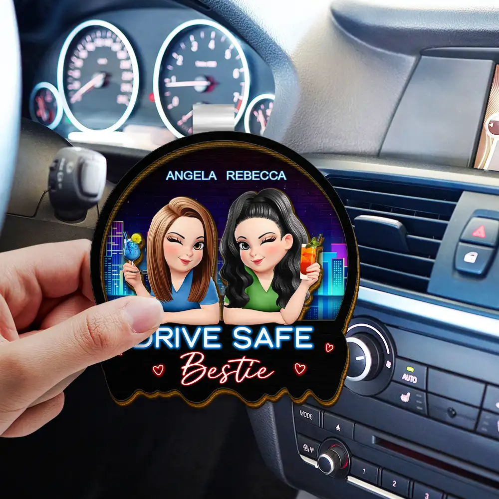 3D Effect Turban Besties Drive Safe I Love You - Personalized Custom Shaped Car Visor Clip - Image 3