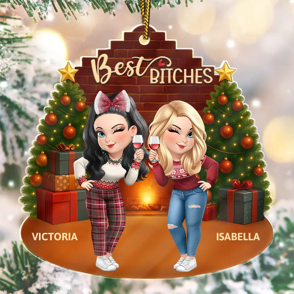 3D Effect Turban Woman Besties Forever - Personalized Custom Shaped Acrylic Ornament - Image 2
