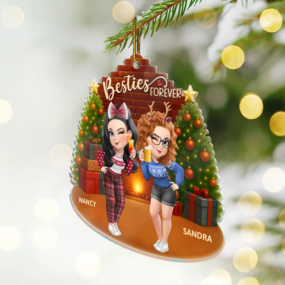 3D Effect Turban Woman Besties Forever - Personalized Custom Shaped Acrylic Ornament - Image 3