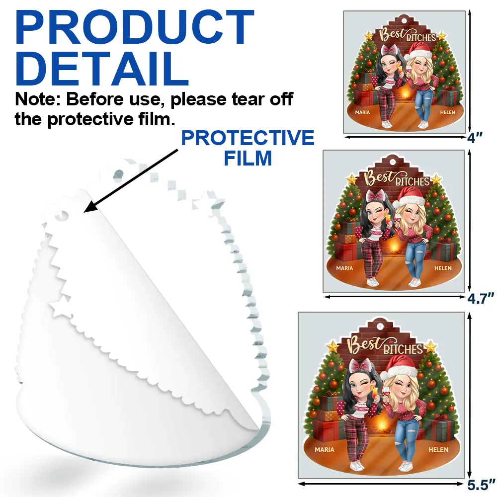 3D Effect Turban Woman Besties Forever - Personalized Custom Shaped Acrylic Ornament - Image 7
