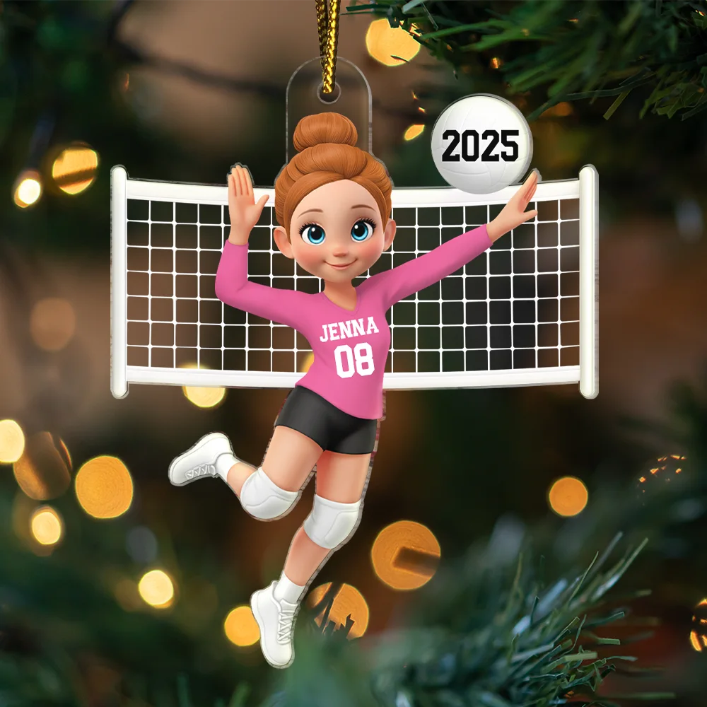 3D Effect Volleyball Girl - Personalized Custom Shaped Acrylic Ornament - Image 3
