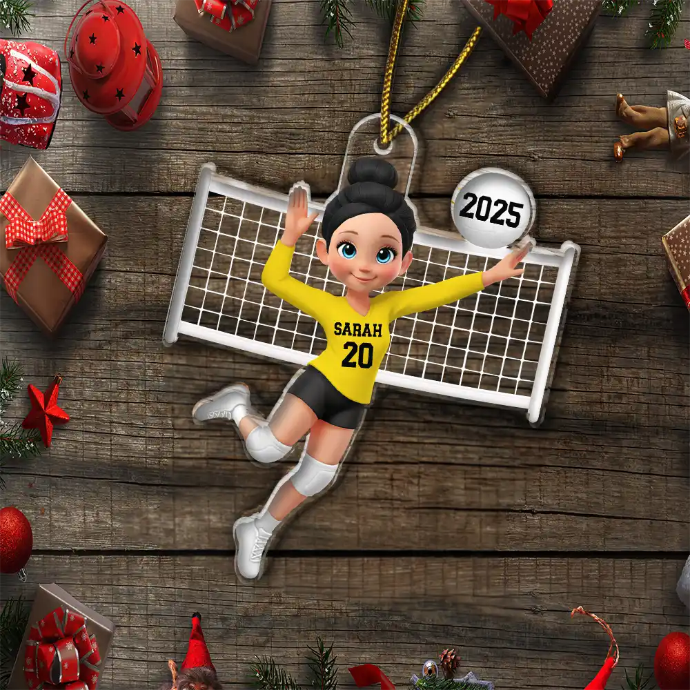 3D Effect Volleyball Girl - Personalized Custom Shaped Acrylic Ornament - Image 5