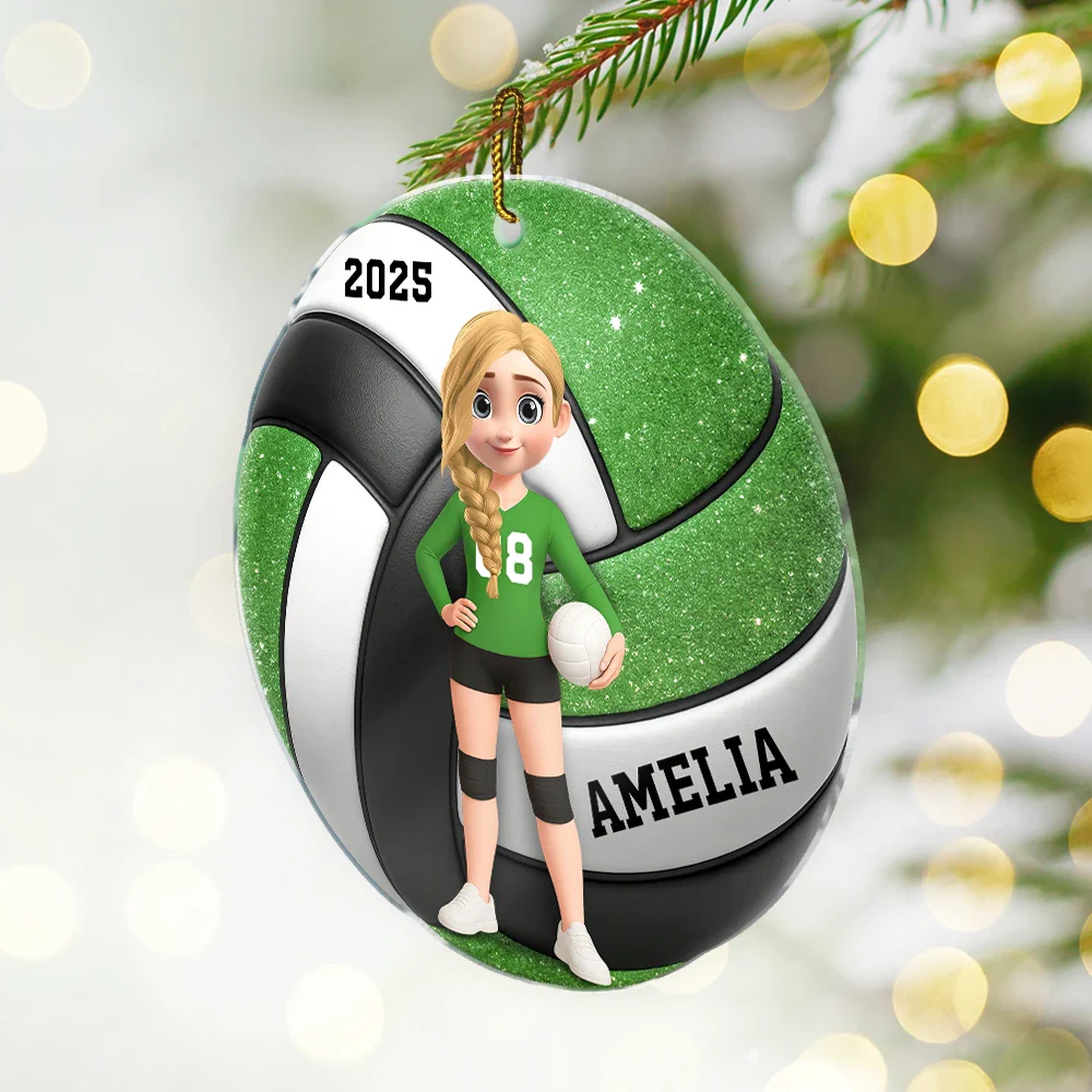 3D Effect Volleyball Player - Personalized Custom Shaped Acrylic Ornament - Image 2