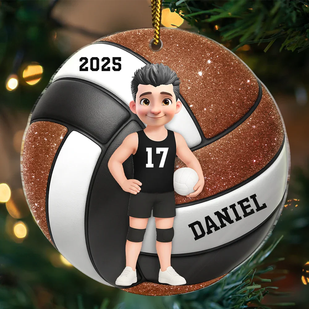 3D Effect Volleyball Player - Personalized Custom Shaped Acrylic Ornament - Image 3