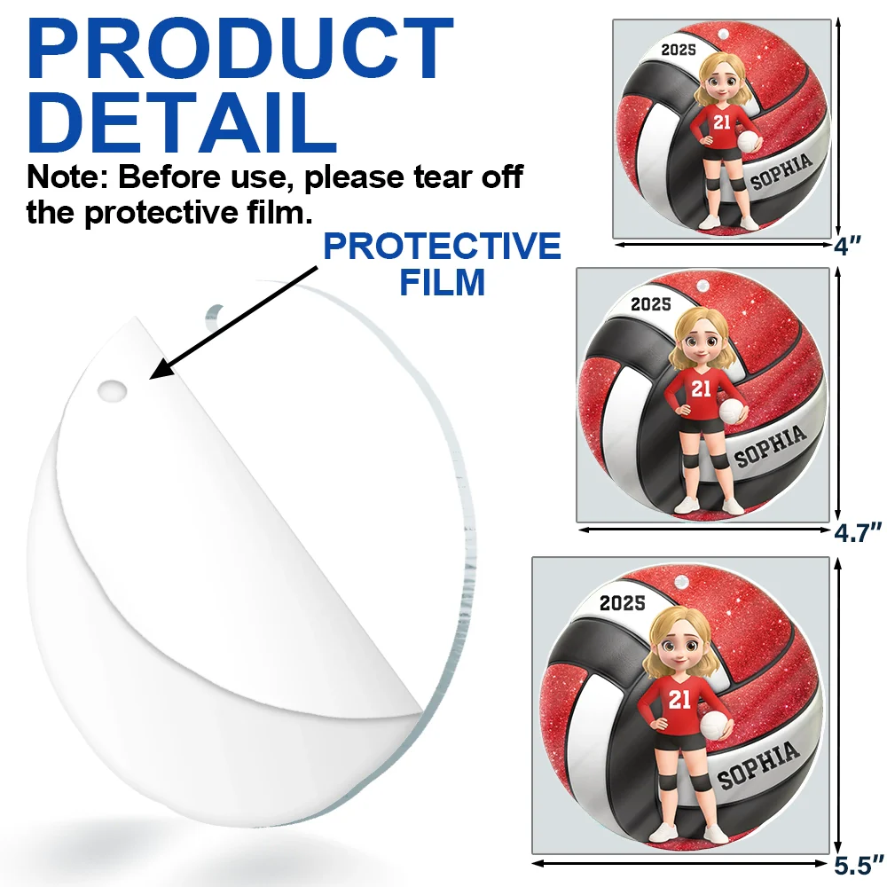 3D Effect Volleyball Player - Personalized Custom Shaped Acrylic Ornament - Image 6