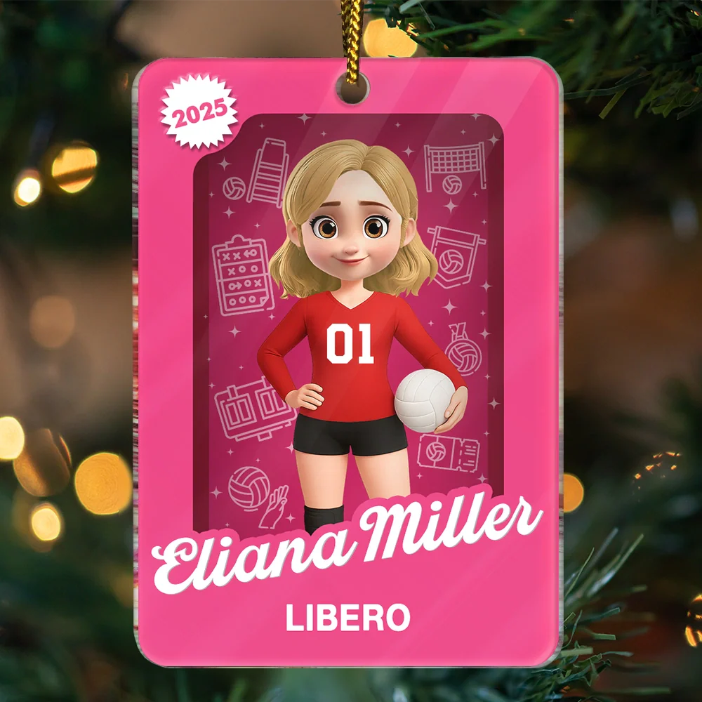 3D Effect Volleyball Player Toy Box - Personalized Custom Shaped Acrylic Ornament - Image 3