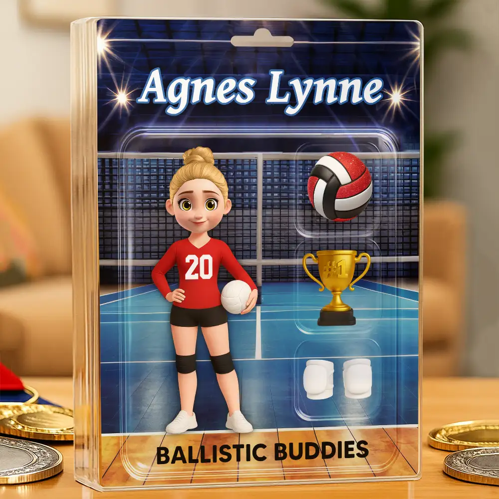 3D Effect Volleyball Player Toy Box - Personalized Custom Shaped Acrylic Plaque
