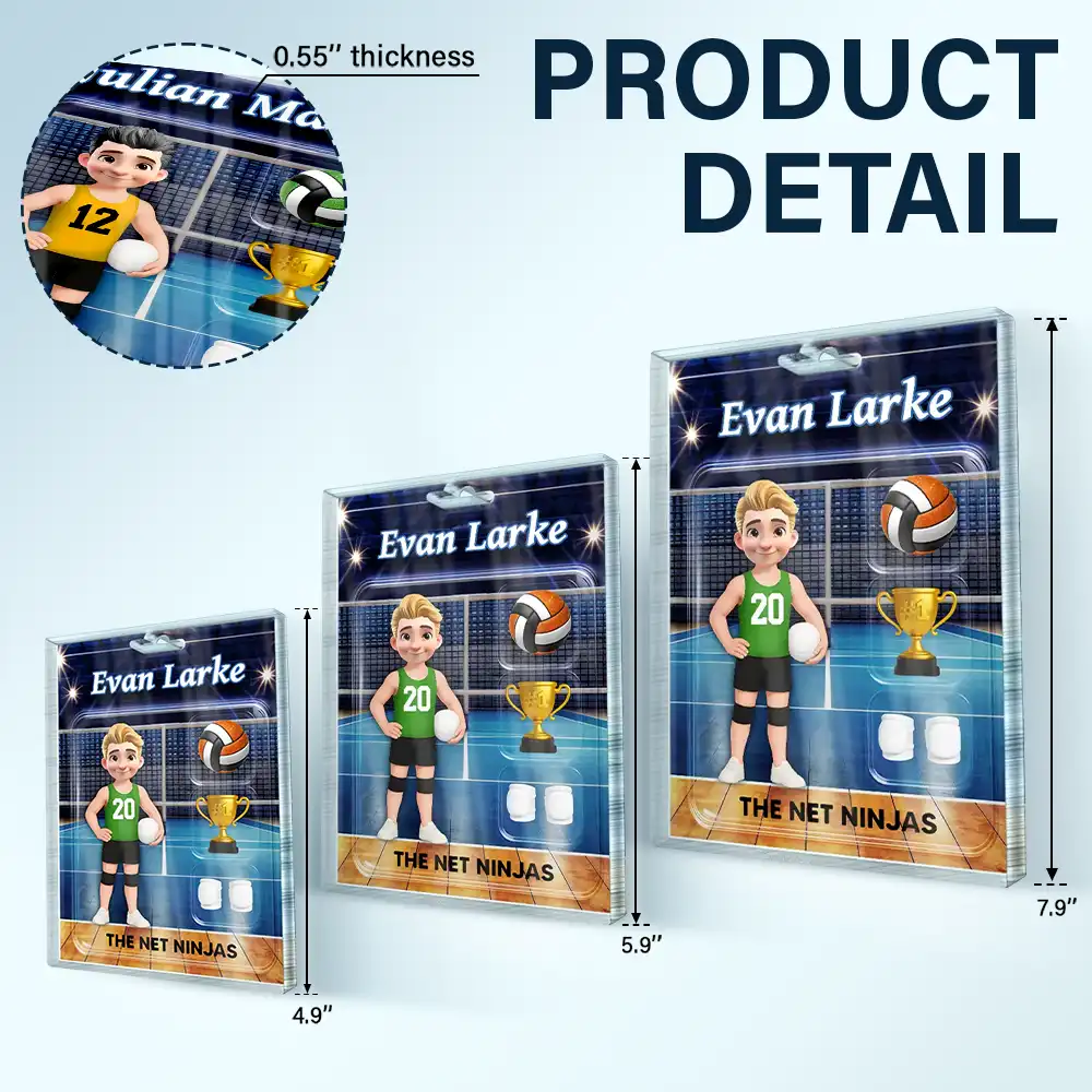 3D Effect Volleyball Player Toy Box - Personalized Custom Shaped Acrylic Plaque - Image 6