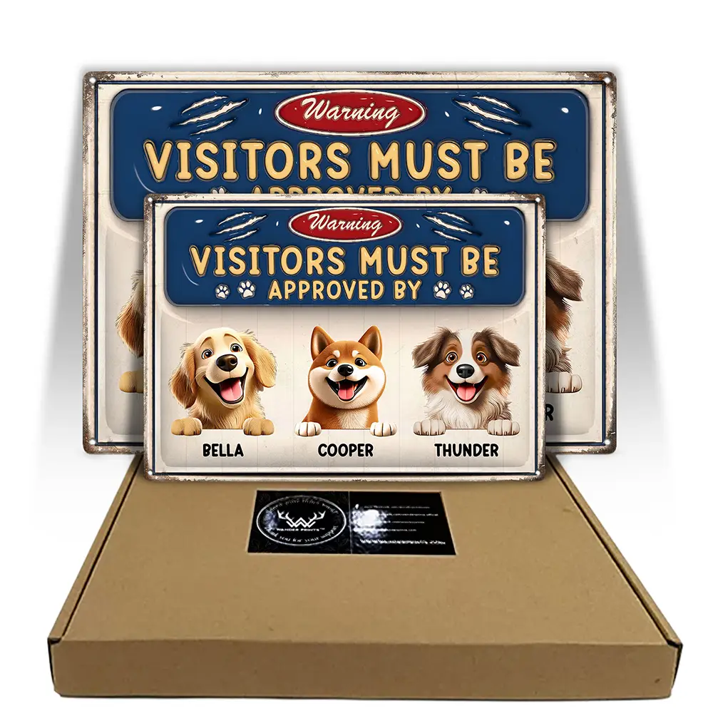 3D Effect Warning Visitors Must Be Approved - Personalized Classic Metal Signs - Image 5