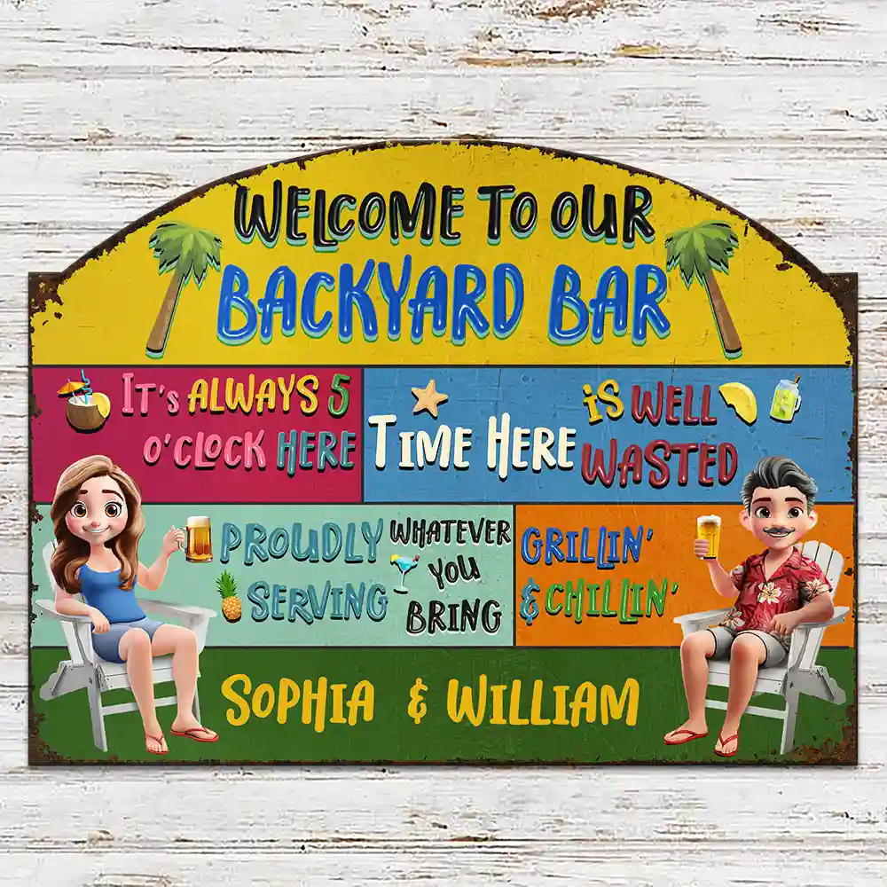 3D Effect Welcome To Our Patio - Personalized Custom Shaped Metal Sign - Image 2