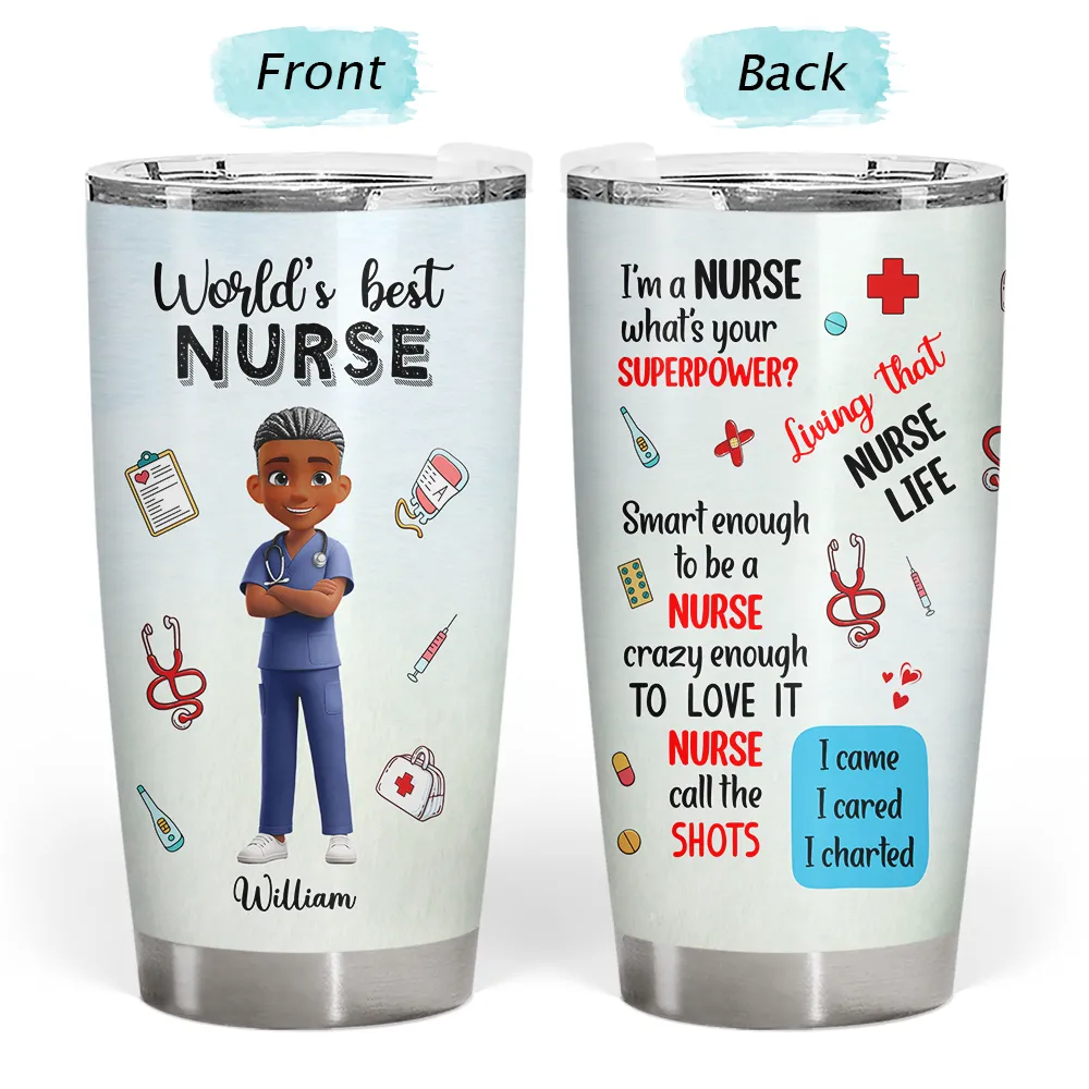 3D Effect World's Best Nurse - Personalized Tumbler - Image 3