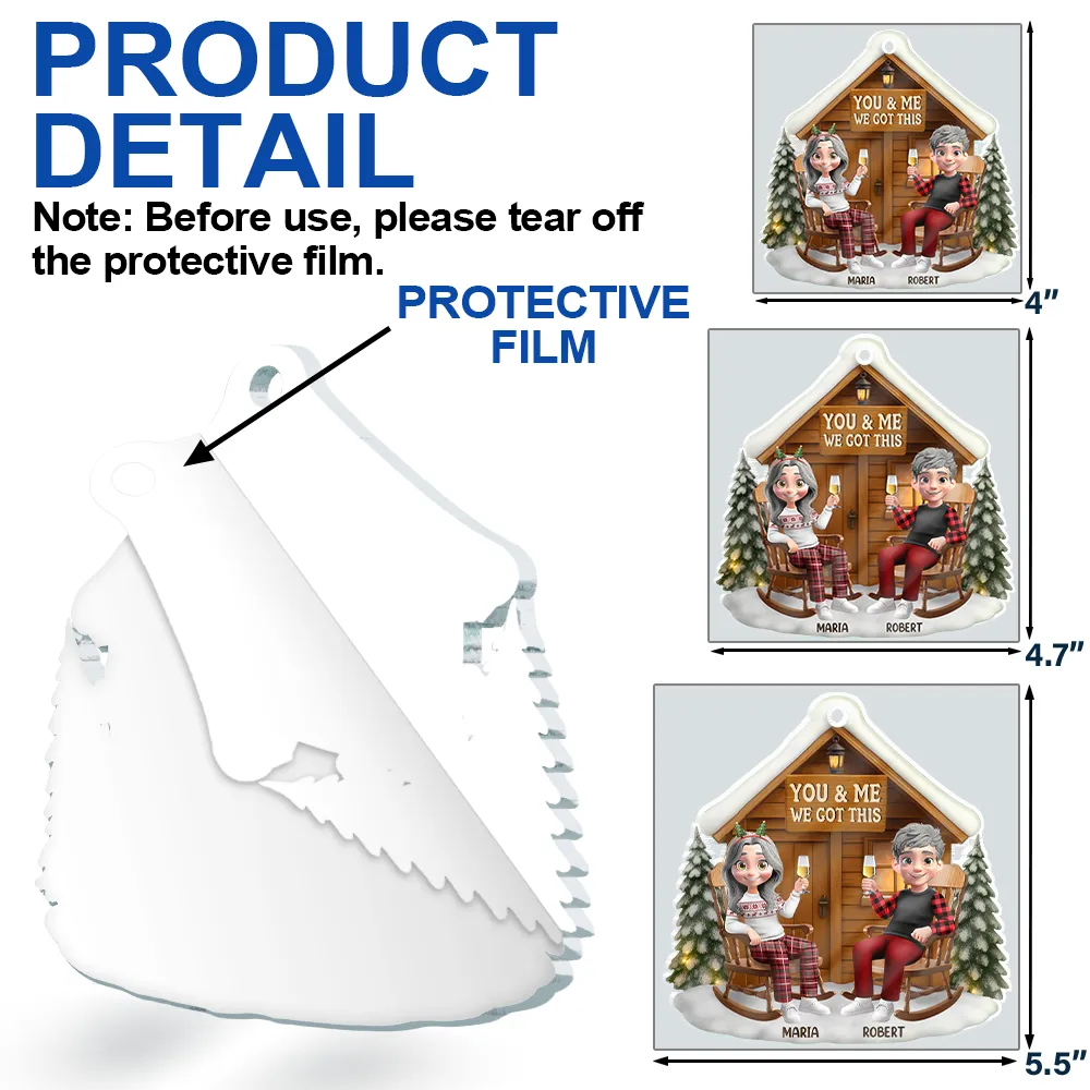 3D Effect You And Me We Got This - Personalized Custom Shaped Acrylic Ornament - Image 7