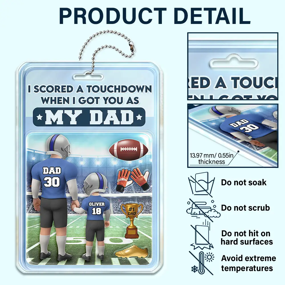 3D Figure American Football I Got You As My Dad - Personalized Acrylic Car Hanger - Image 5