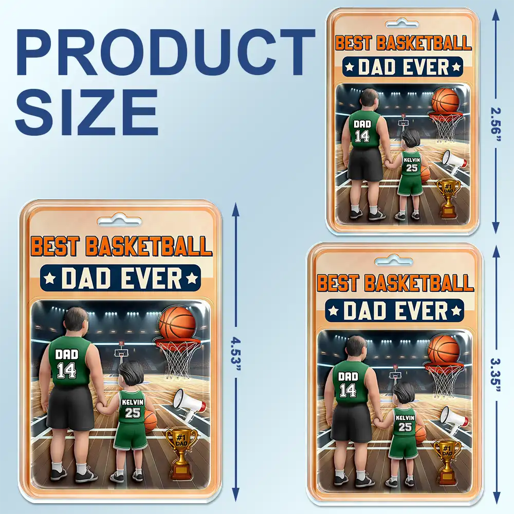 3D Figure Best Basketball Dad Ever - Personalized Acrylic Car Hanger - Image 4
