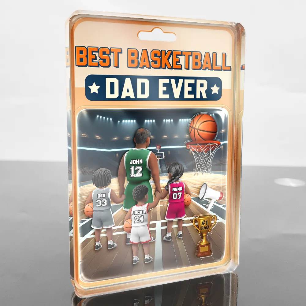 3D Figure Best Basketball Dad Ever - Personalized Custom Shaped Acrylic Plaque - Image 3