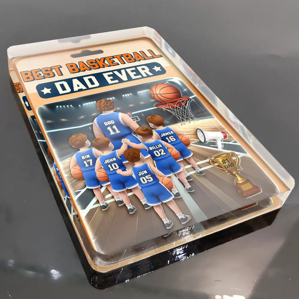 3D Figure Best Basketball Dad Ever - Personalized Custom Shaped Acrylic Plaque - Image 5