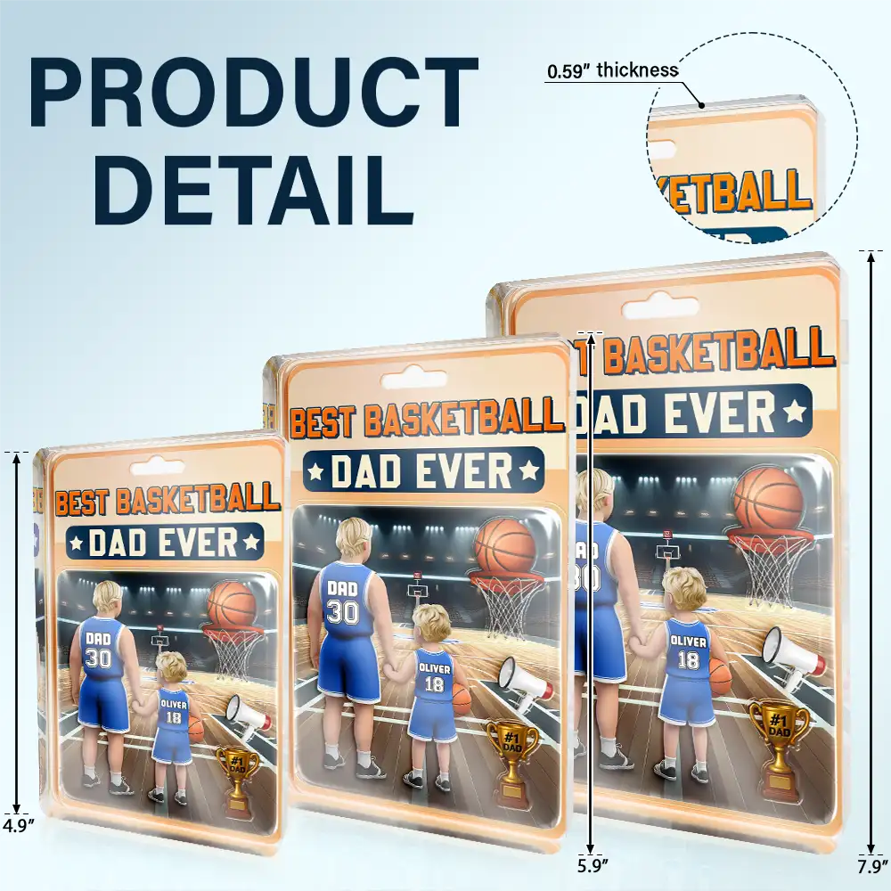 3D Figure Best Basketball Dad Ever - Personalized Custom Shaped Acrylic Plaque - Image 6