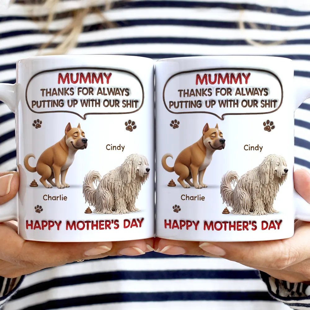 3D Inflated Effect Dog Cat Thanks For Always Putting Up - Personalized White Edge-to-Edge Mug - Image 3