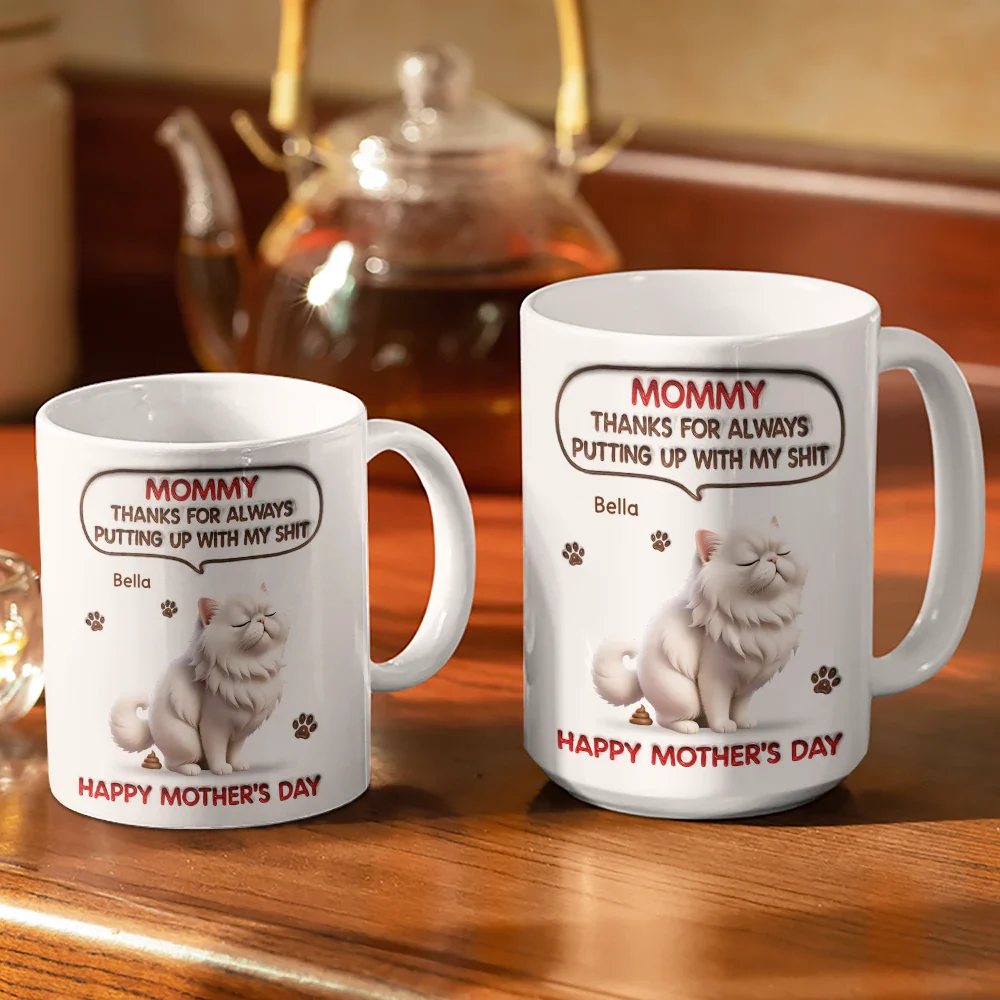 3D Inflated Effect Dog Cat Thanks For Always Putting Up - Personalized White Edge-to-Edge Mug - Image 4