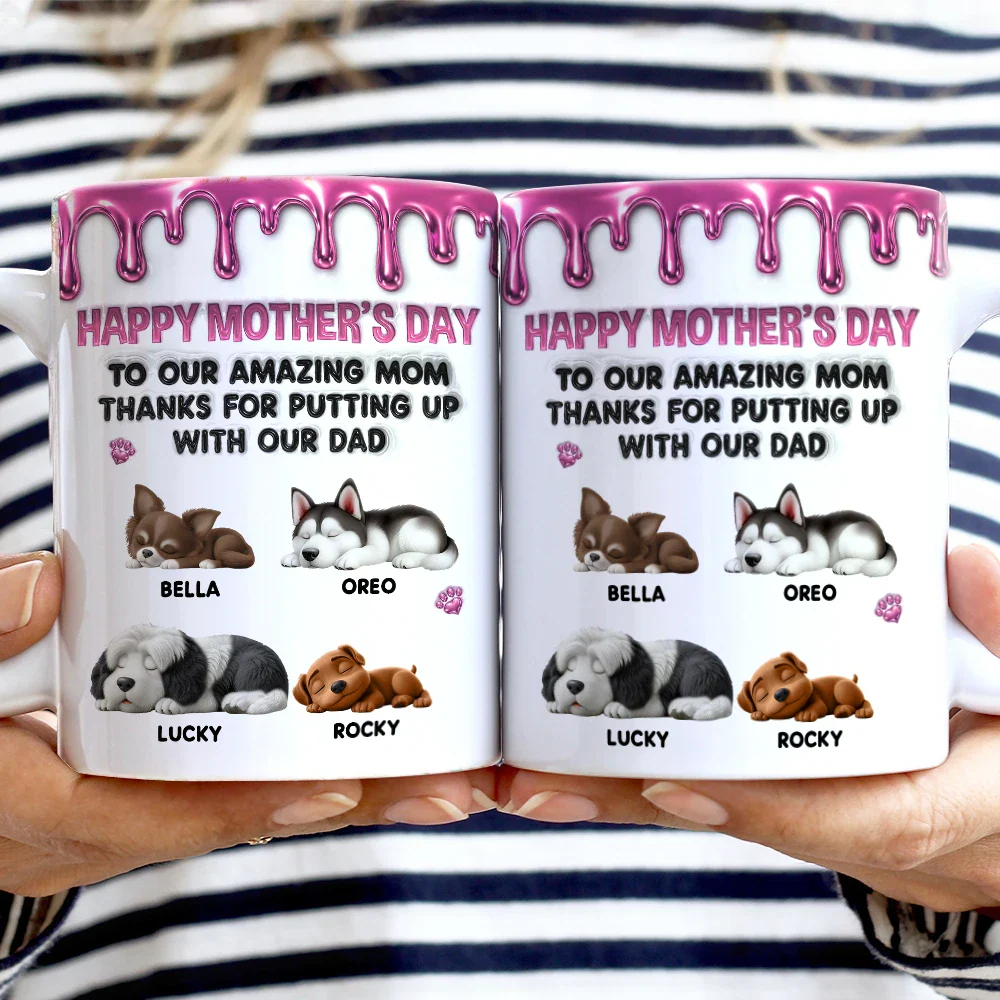 3D Inflated Effect Dog To My Amazing Mom - Personalized White Edge-to-Edge Mug - Image 2