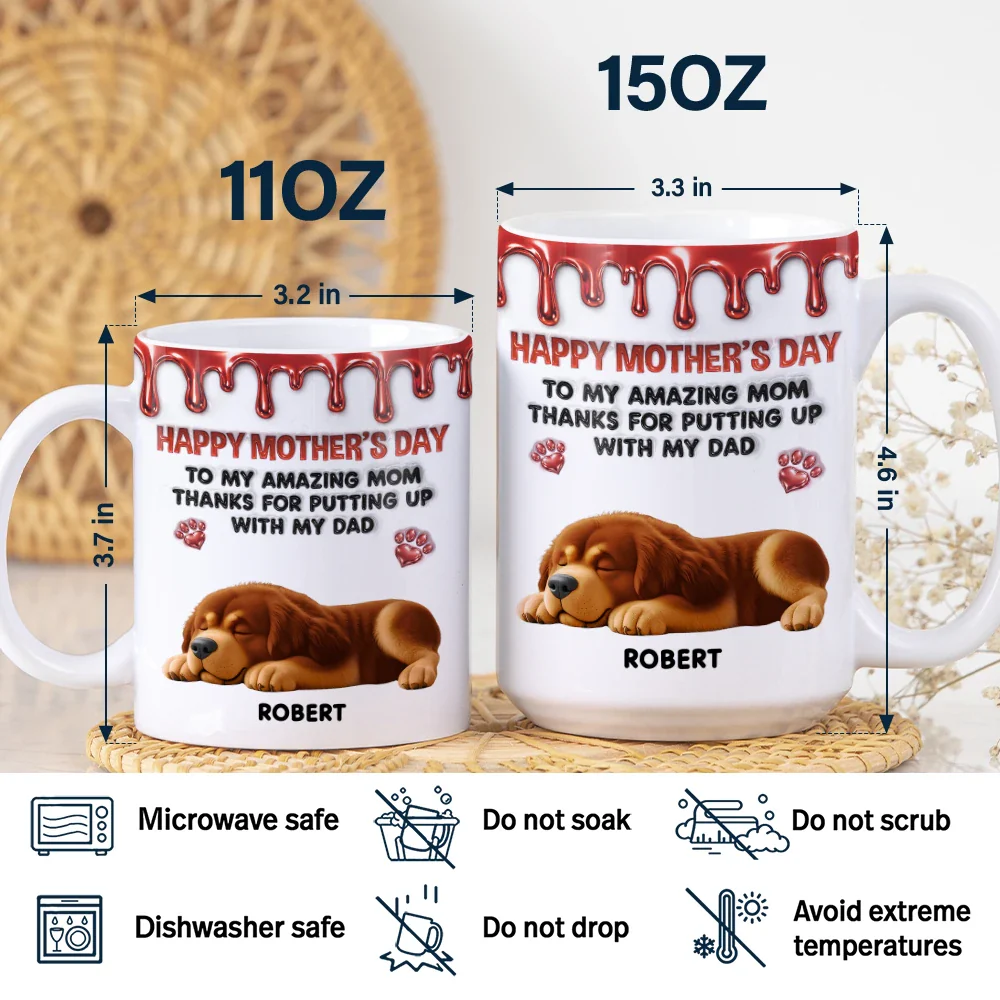 3D Inflated Effect Dog To My Amazing Mom - Personalized White Edge-to-Edge Mug - Image 5