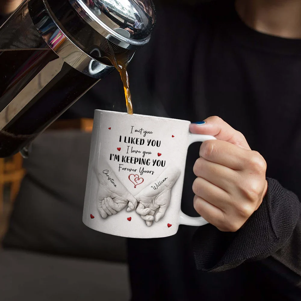 3D Inflated Effect Printed Couple Loved You Then Love You Still - Personalized White Edge-to-Edge Mug - Image 4