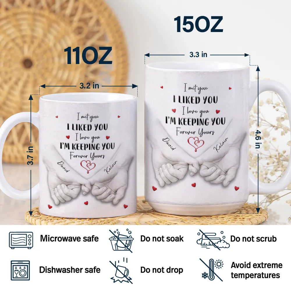 3D Inflated Effect Printed Couple Loved You Then Love You Still - Personalized White Edge-to-Edge Mug - Image 5