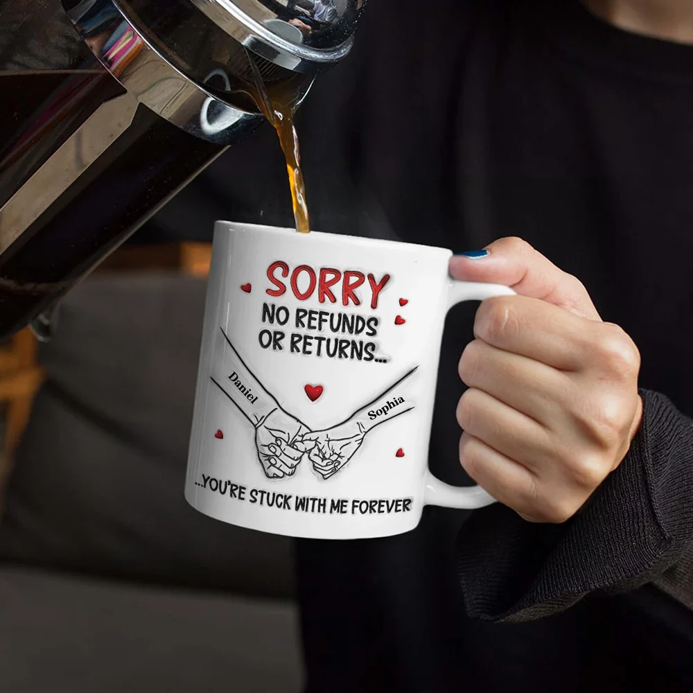 3D Inflated Effect Printed You Are Stuck With Me Forever - Personalized White Edge-to-Edge Mug - Image 4
