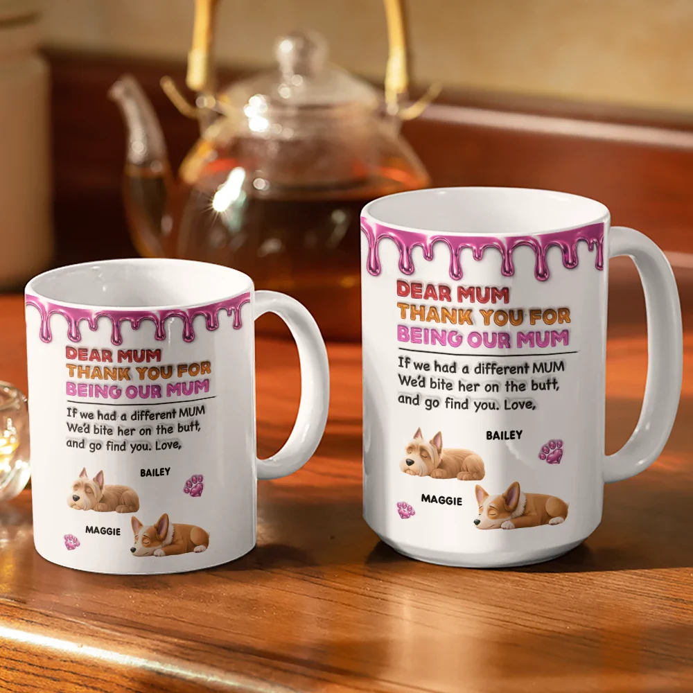 3D Inflated Effect Thank You For Being My Mom Dad - Personalized White Edge-to-Edge Mug - Image 3