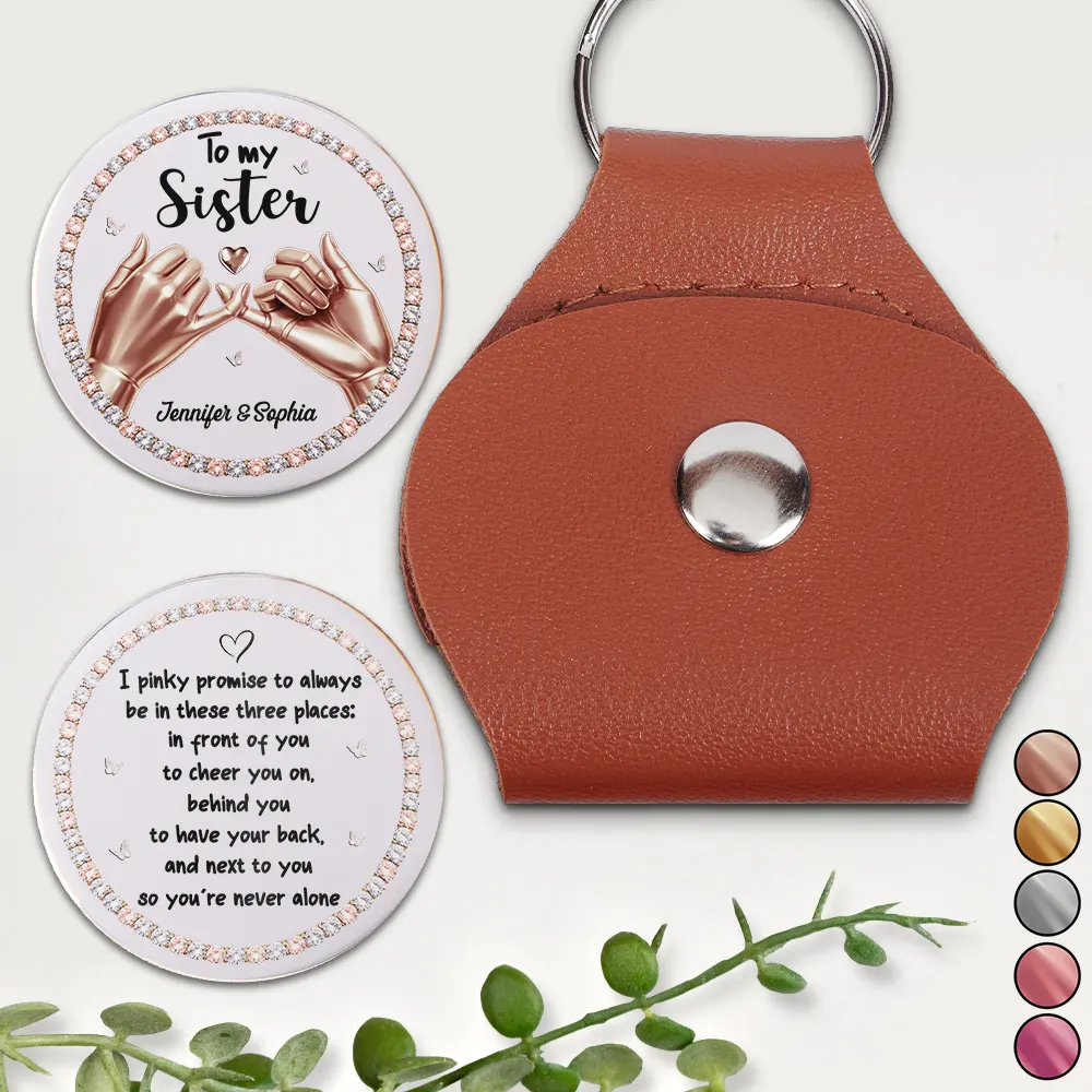 3D Metal Effect Besties Unbreakable Bond - Personalized Leather Pocket Hug