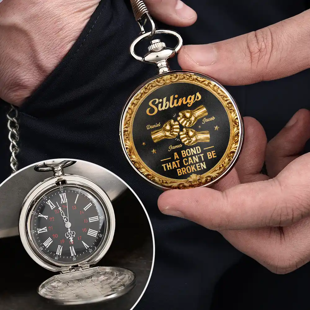 3D Metal Effect Brothers A Bond That Can't Be Broken - Personalized Pocket Watch - Image 4