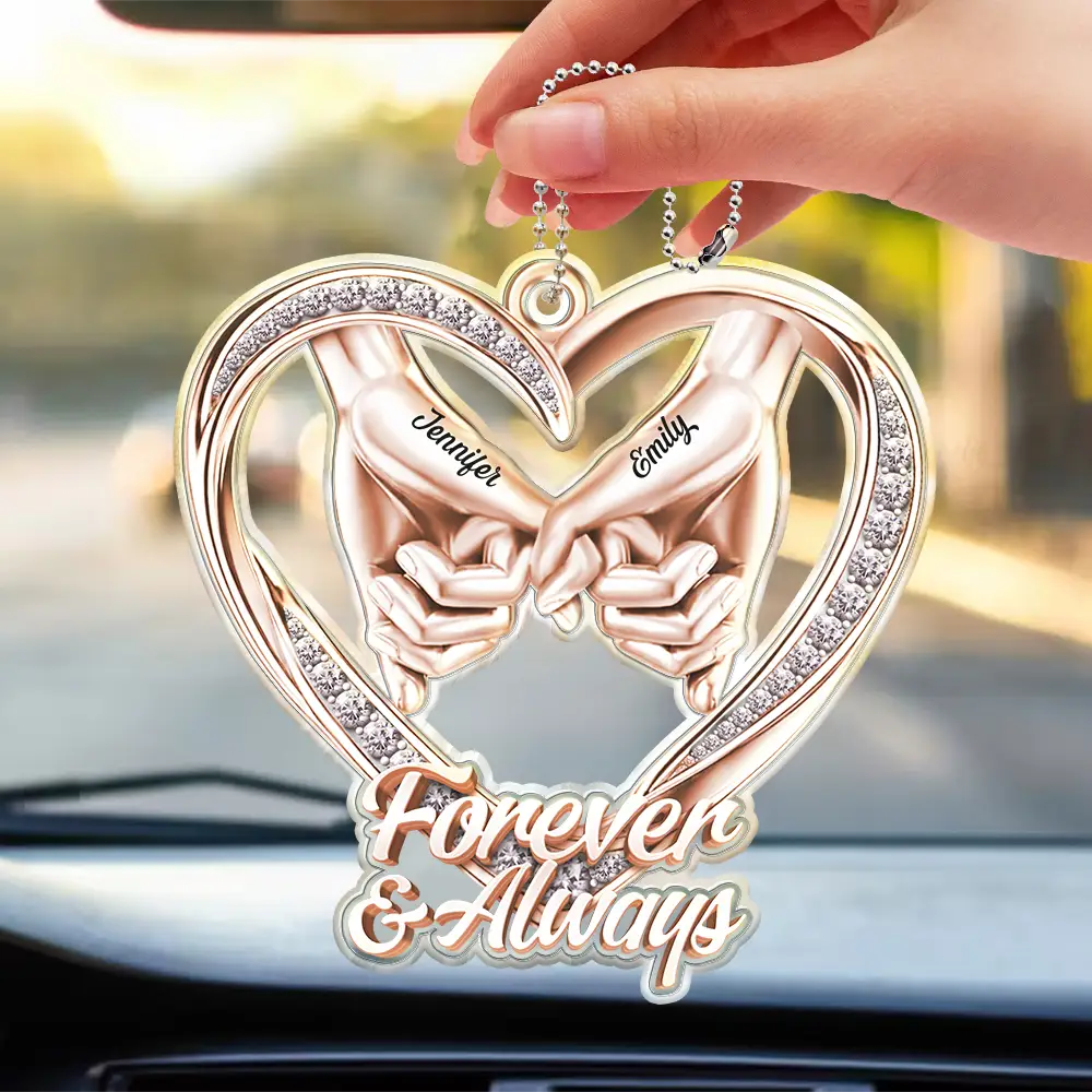 3D Metal Effect Couple Holding Hands You & Me We Got This - Personalized Acrylic Car Hanger - Image 3