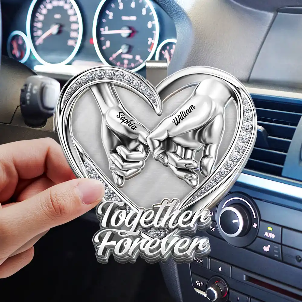 3D Metal Effect Couple Holding Hands You & Me We Got This - Personalized Custom Shaped Acrylic Car Visor Clip - Image 3