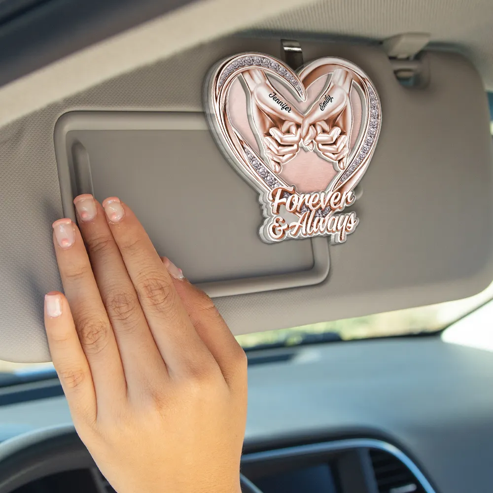 3D Metal Effect Couple Holding Hands You & Me We Got This - Personalized Custom Shaped Acrylic Car Visor Clip - Image 4