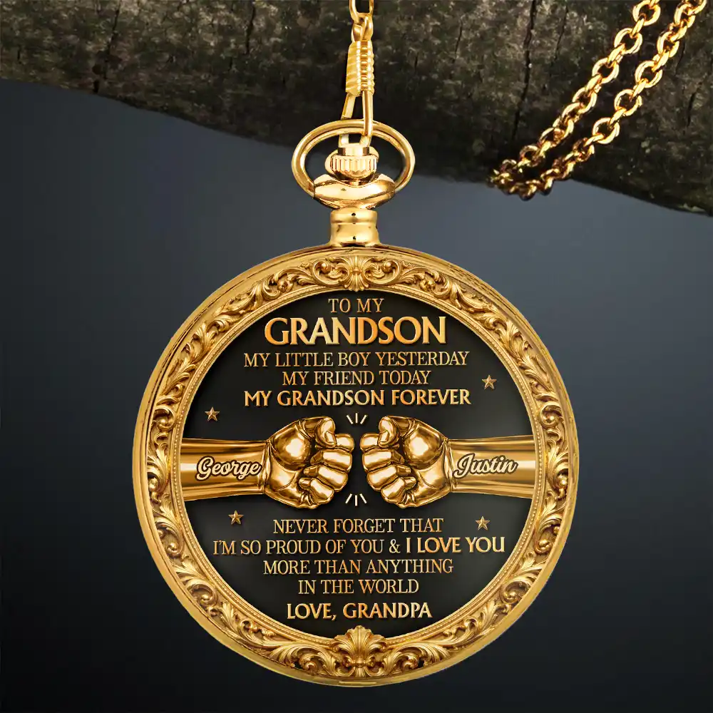 3D Metal Effect My Son Forever - Personalized Pocket Watch - Image 3