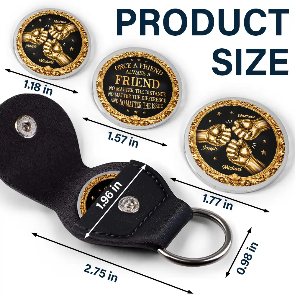 3D Metal Effect Once A Brother Always A Brother - Personalized Leather Pocket Hug - Image 5