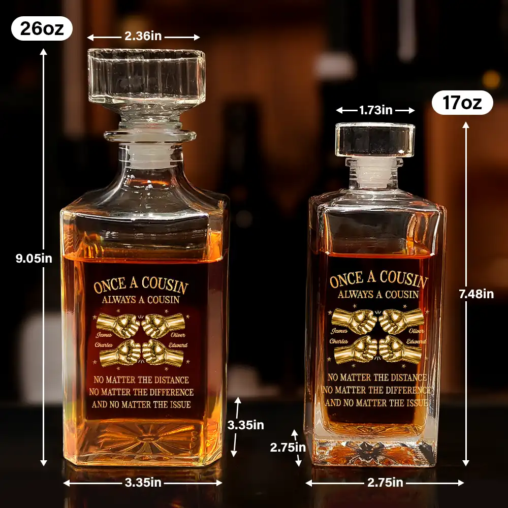 3D Metal Effect Once A Brother Always A Brother - Personalized Square Whiskey Bottle - Image 5