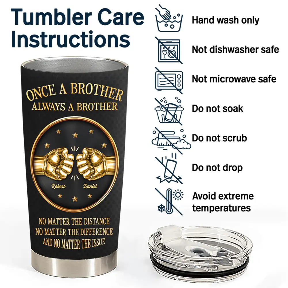3D Metal Effect Once A Brother Always A Brother - Personalized Tumbler - Image 5