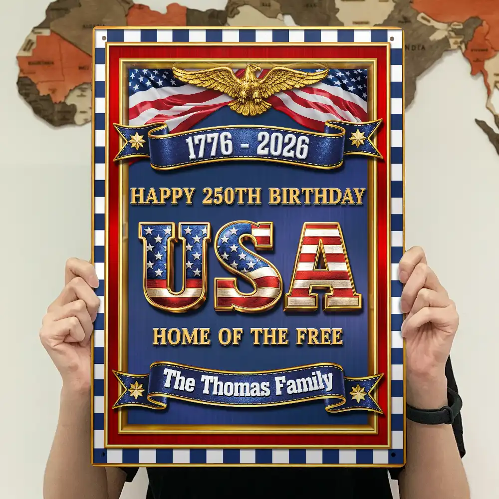 3D Metal Effect USA 250Th Birthday - Personalized Classic Metal Signs - Image 4