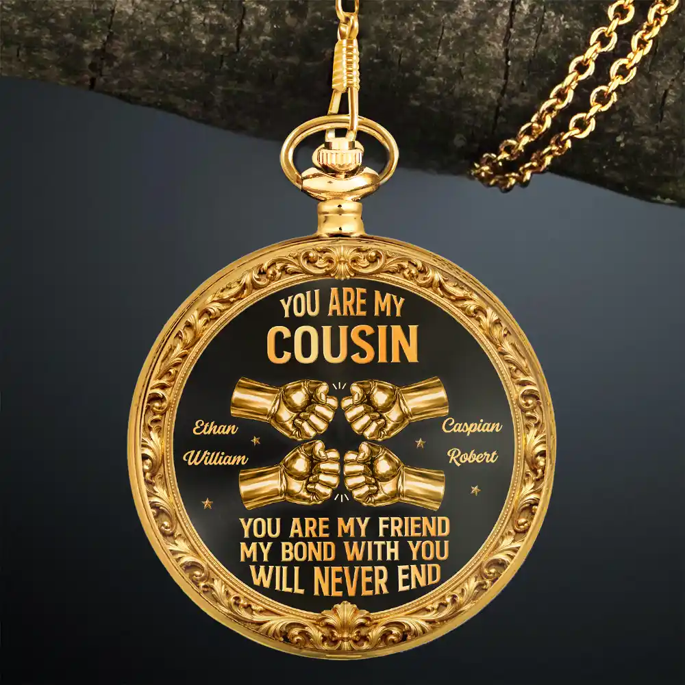 3D Metal Effect You Are My Brother My Friend - Personalized Pocket Watch - Image 3