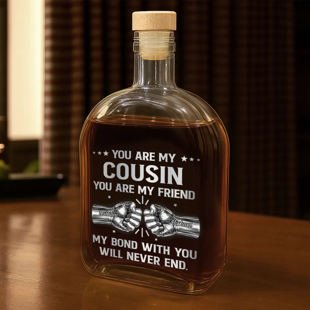 3D Metal Effect You Are My Brother My Friend - Personalized Whiskey Bottle - Image 2