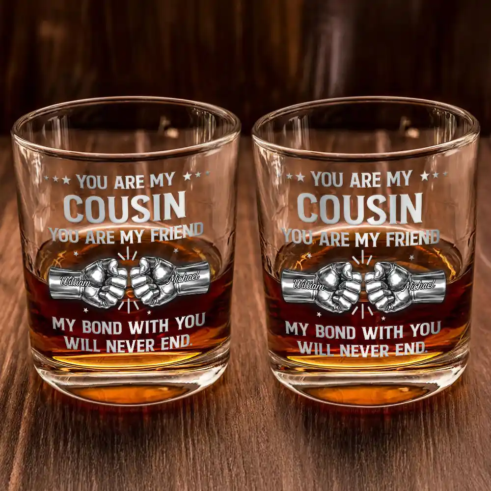 3D Metal Effect You Are My Brother My Friend - Personalized Whiskey Glass - Image 2