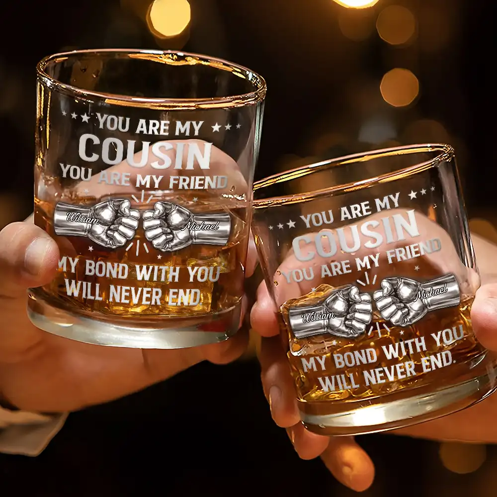 3D Metal Effect You Are My Brother My Friend - Personalized Whiskey Glass - Image 3