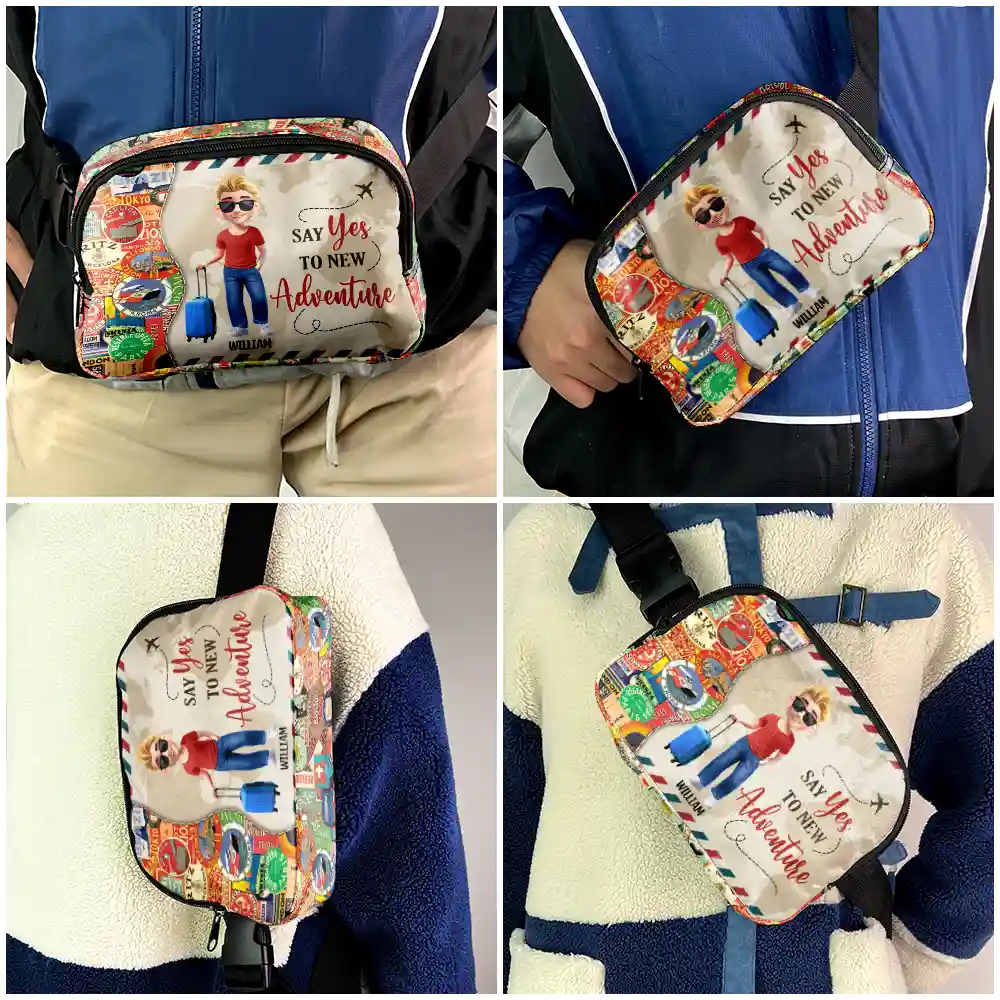 3D Person And So The Adventure Begins Travel Lover - Personalized Crossbody Belt Bag - Image 5