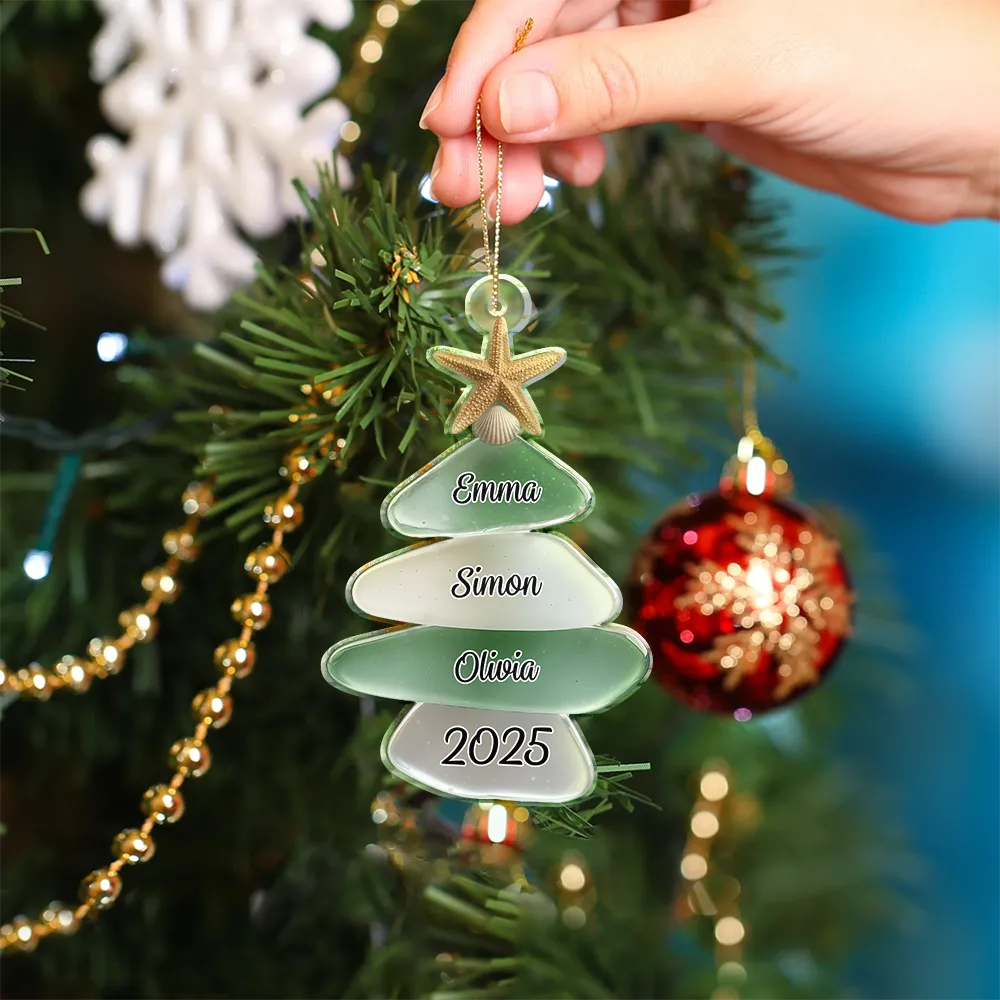 3D Sea Glass Christmas Tree - Personalized Custom Shaped Acrylic Ornament - Image 4