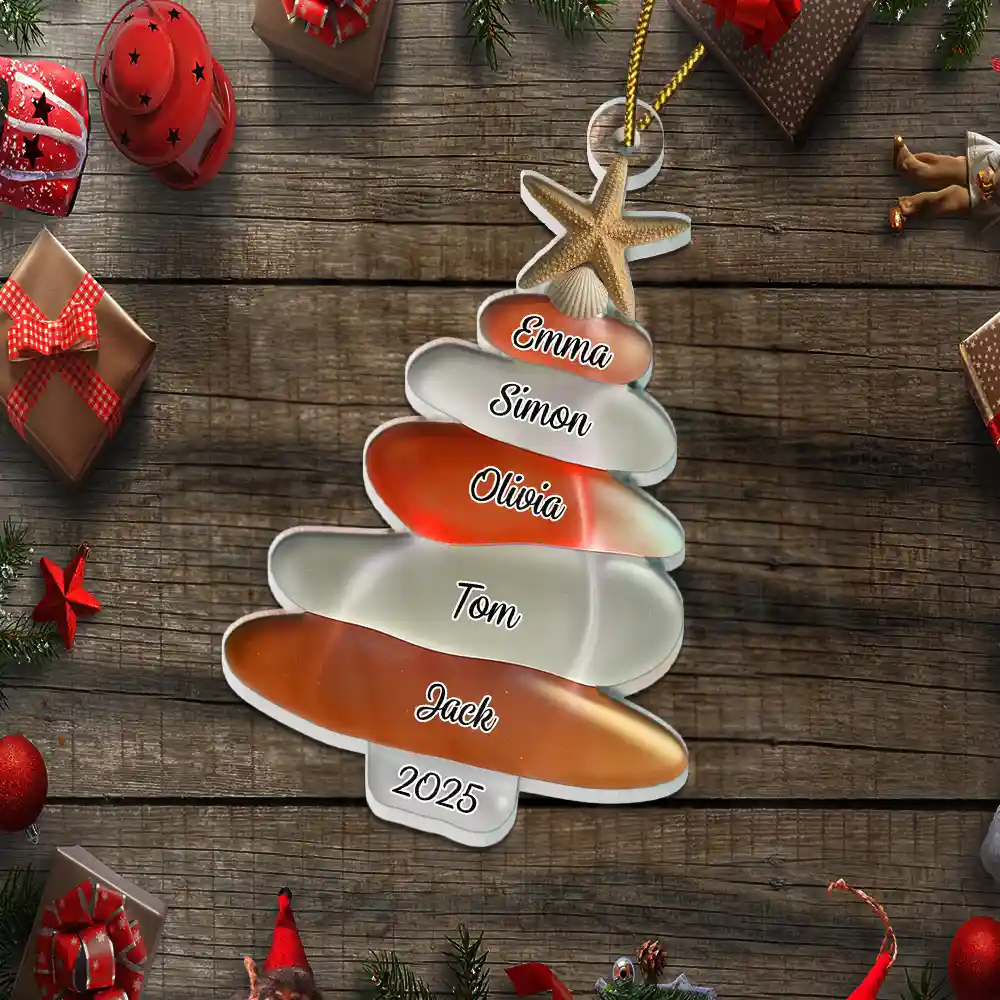 3D Sea Glass Christmas Tree - Personalized Custom Shaped Acrylic Ornament - Image 5