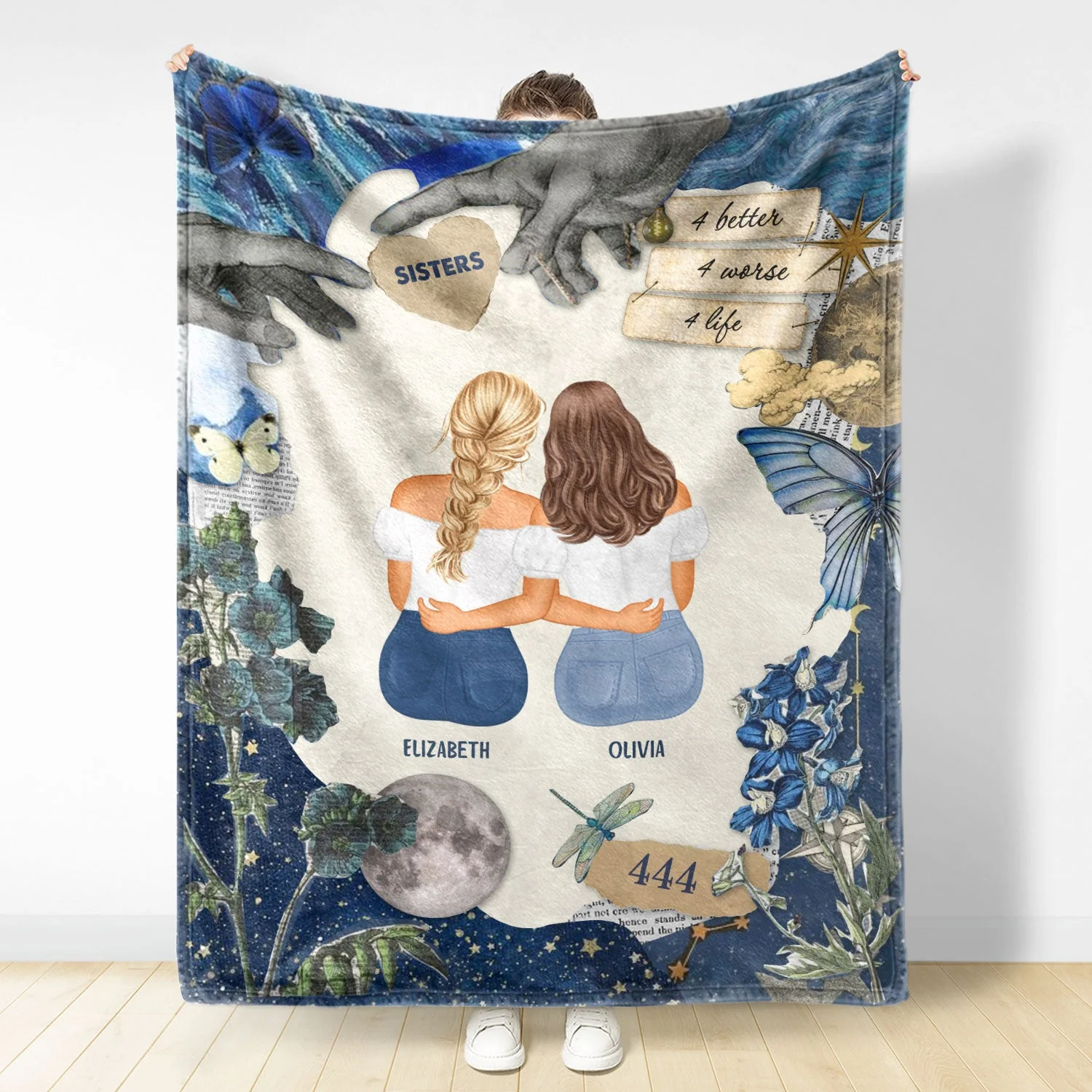 4 Better 4 Worse 4 Life - Gift For Sisters And Best Friends - Personalized Fleece Blanket - Image 2