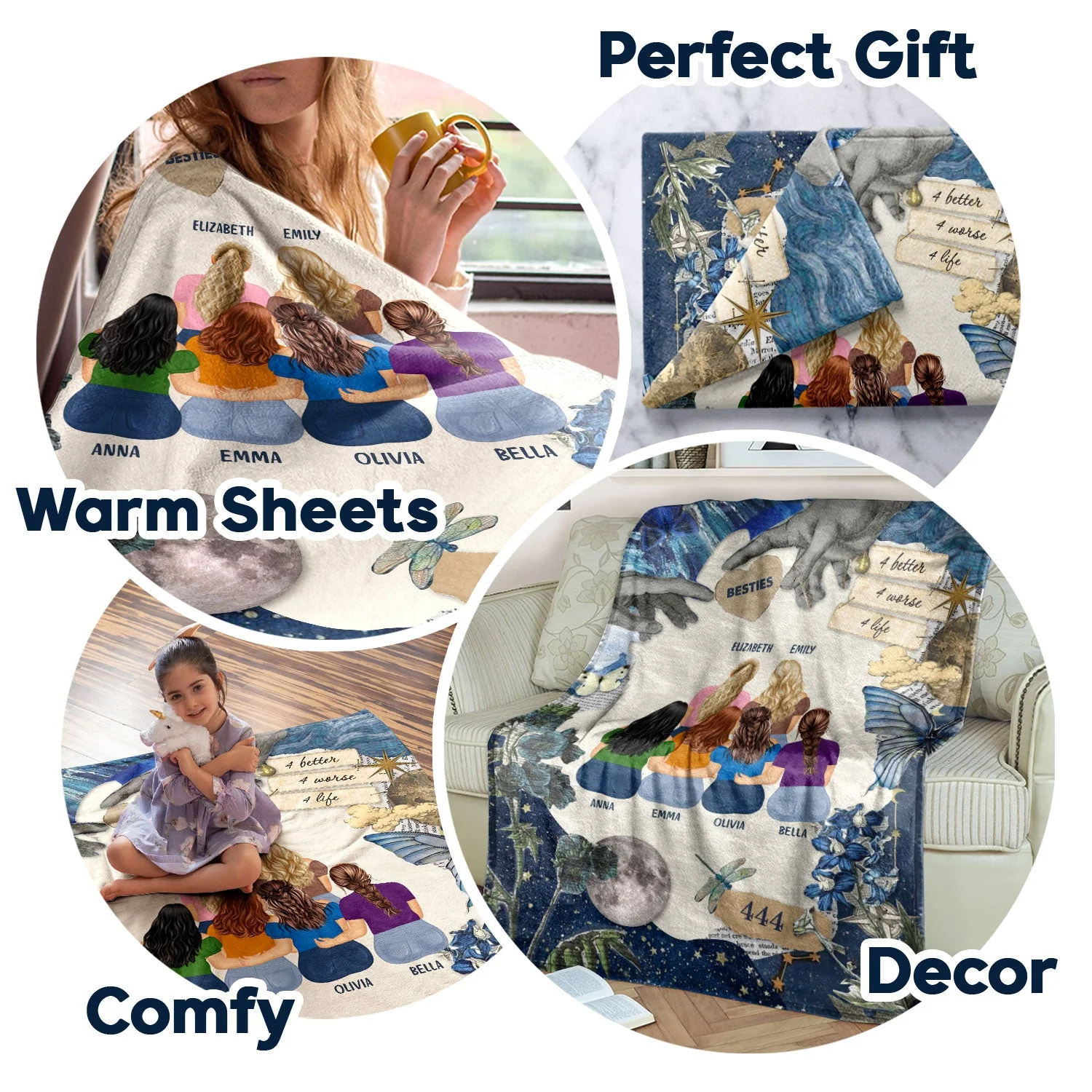 4 Better 4 Worse 4 Life - Gift For Sisters And Best Friends - Personalized Fleece Blanket - Image 5