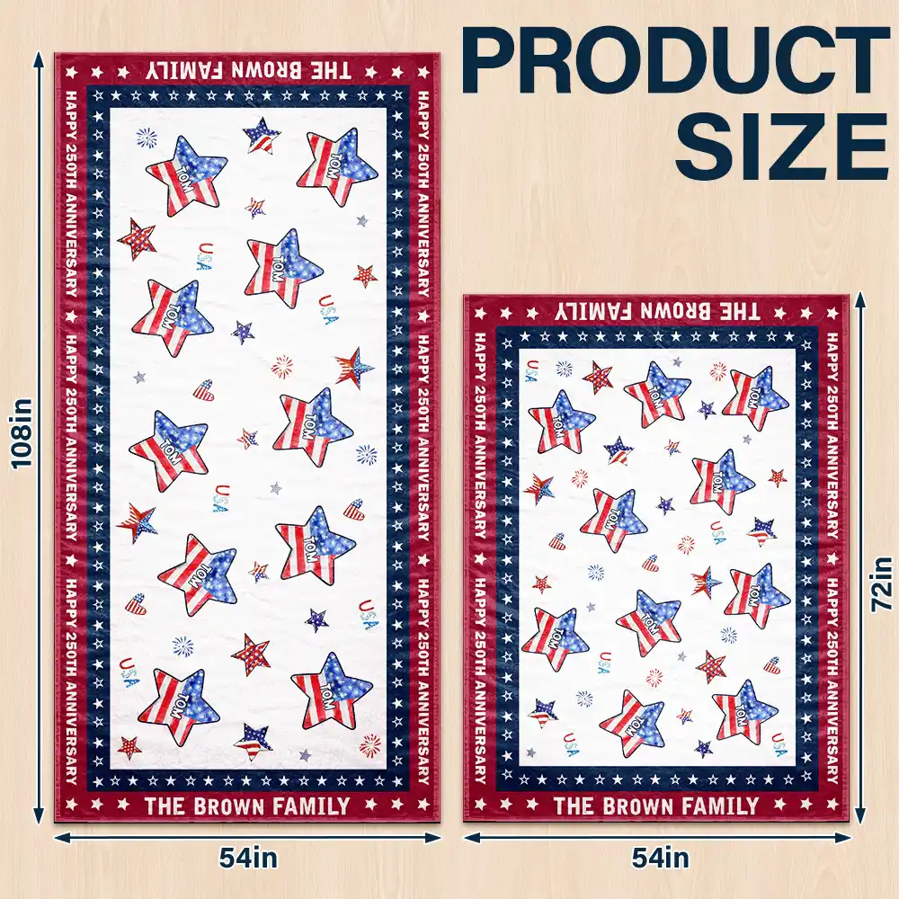 4th Of July Stars Family Members - Personalized Tablecloth - Image 3