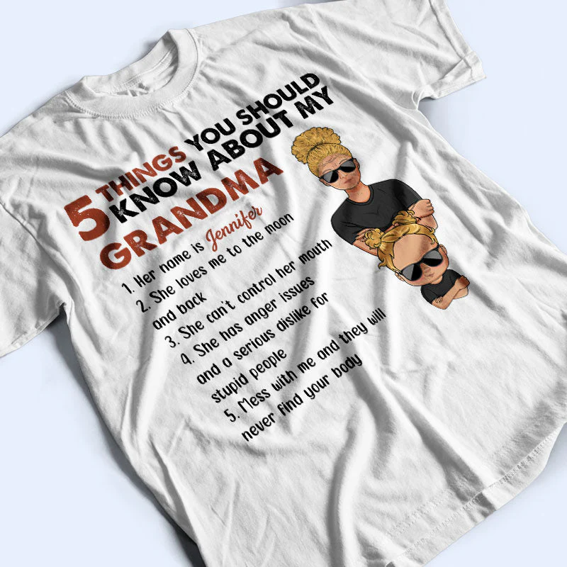 5 Thing You Should Know About My Grandpa - Gift For Grandchildren - Personalized Custom T Shirt - Image 3